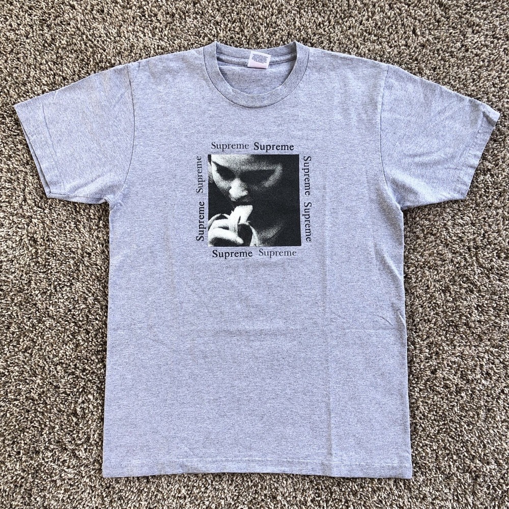 Supreme Banana Graphic Tee Shirt SS15 Size Medium Gray Crewneck Short Sleeve USA